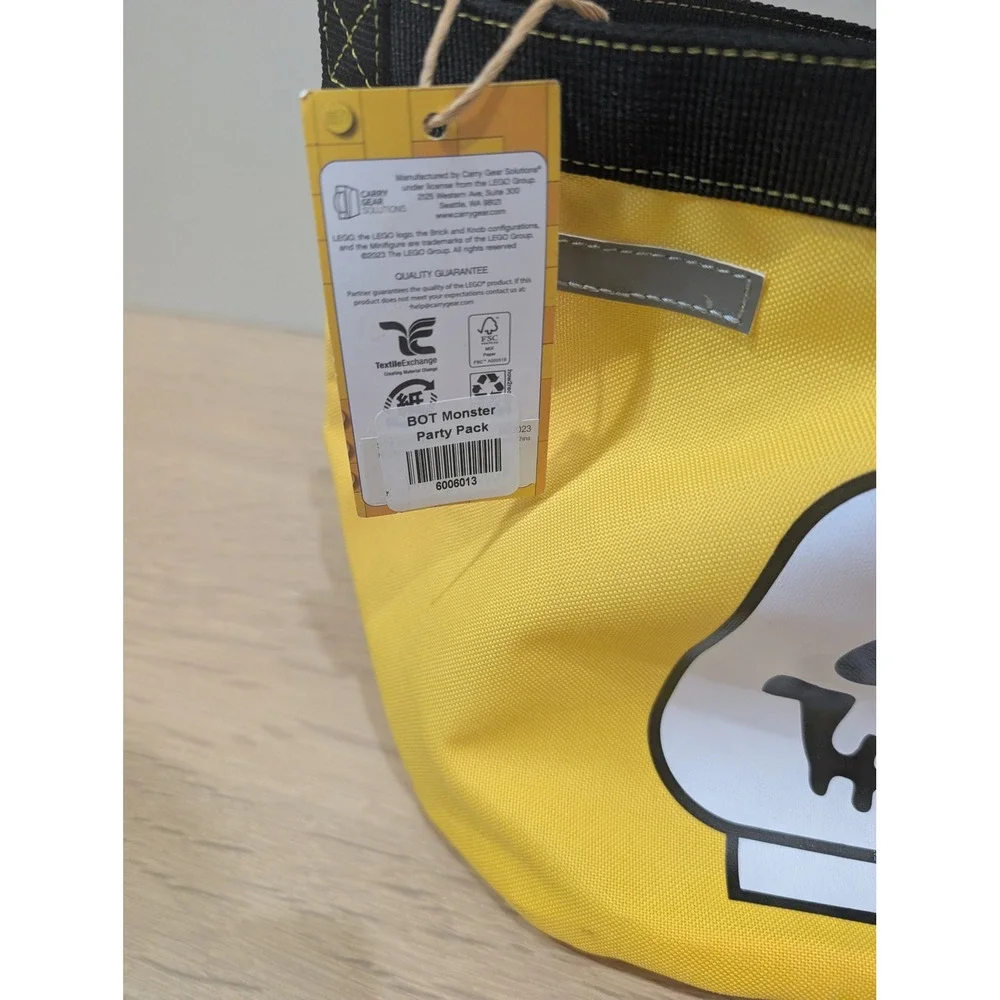 LEGO Skeleton Minifigure Head Storage Bucket Yellow Mesh Bottom Tote Bag NEW
